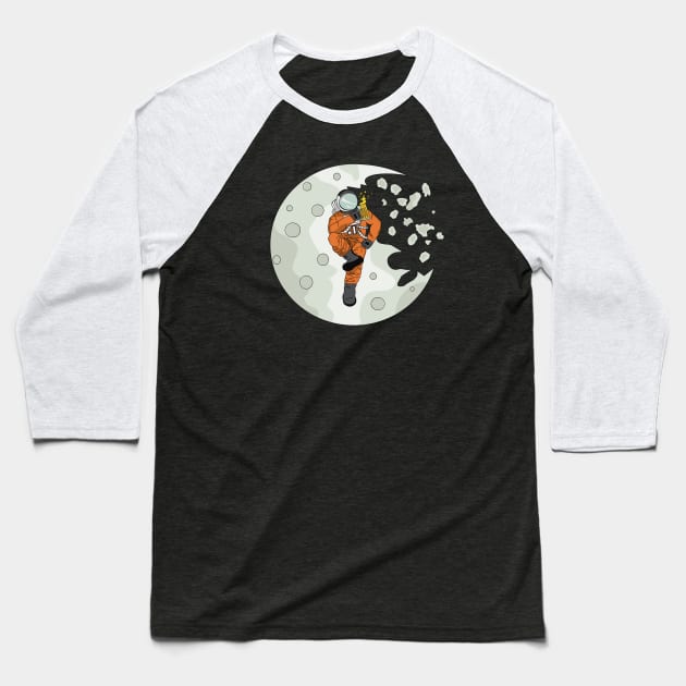 Space Drinking Baseball T-Shirt by Paulio cheeze